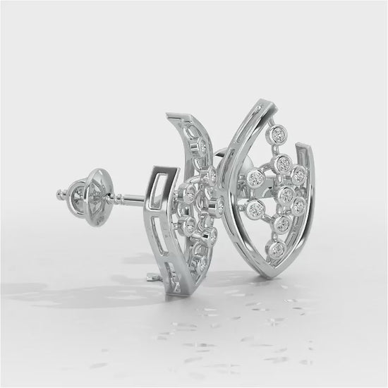 Beaded Flower Silver Earrings - White Gold Video