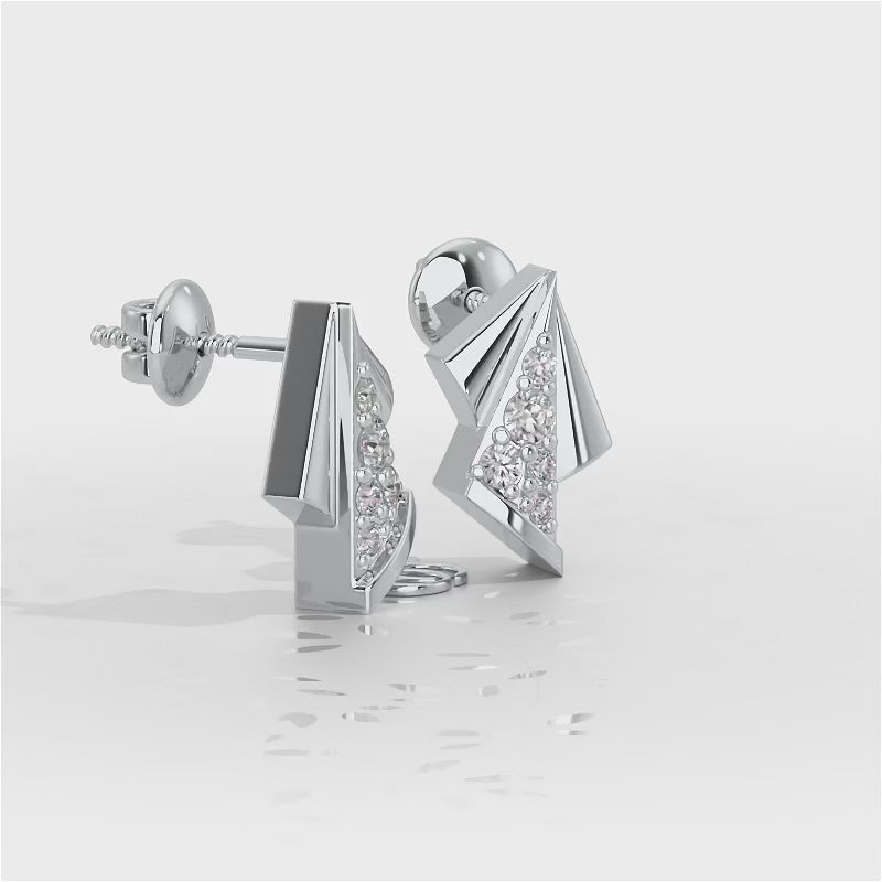 Luminous Angles Silver Earrings - White Gold Video