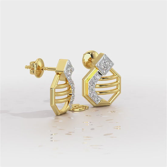 Glittering Sieve Silver Earrings - Yellow Gold Video