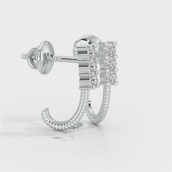 Simple Silver Bali Earrings - White Gold Video