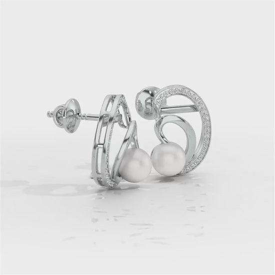 Oyster Silver Pearl Earrings - White Gold Video