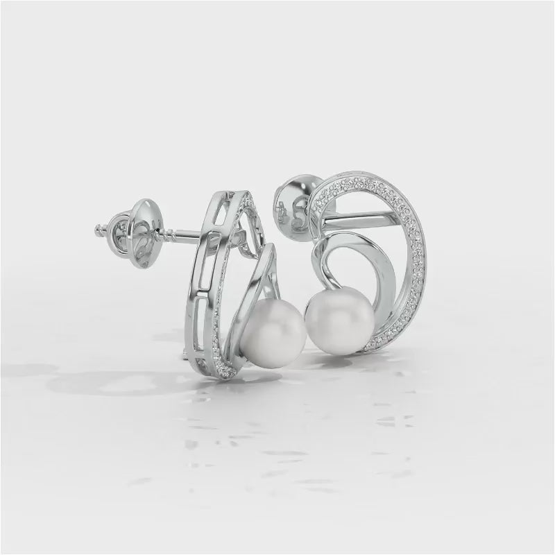 Oyster Silver Pearl Earrings - White Gold Video