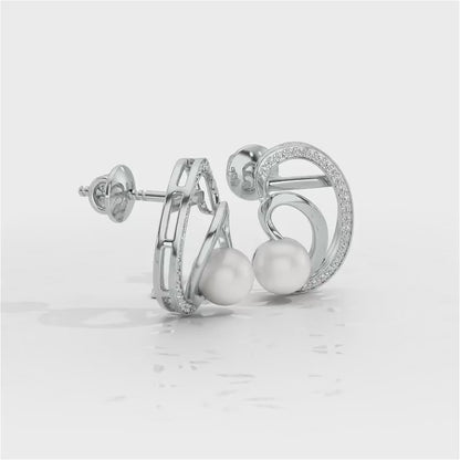 Oyster Silver Pearl Earrings - White Gold Video