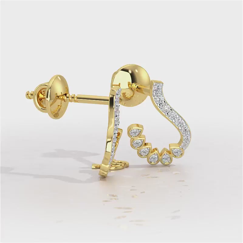 Enchanting Eloquence Silver Stud Earrings - Yellow Gold Video