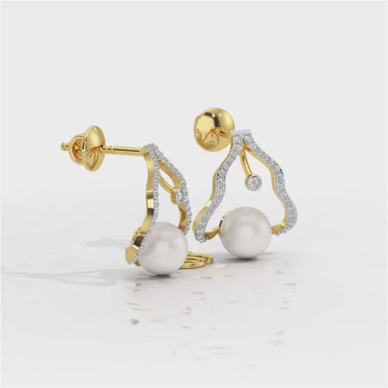 Glad Silver Pearl Earrings - Yellow Gold Video
