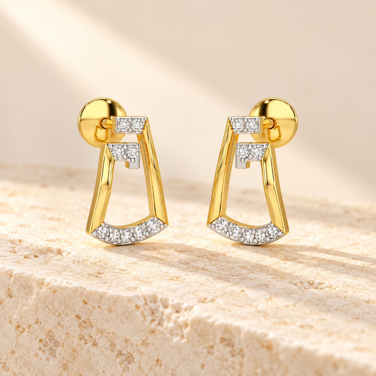 Prism Shine Silver Earrings - Yellow Gold - Aesthetic