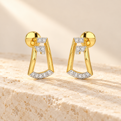 Prism Shine Silver Earrings - Yellow Gold - Aesthetic