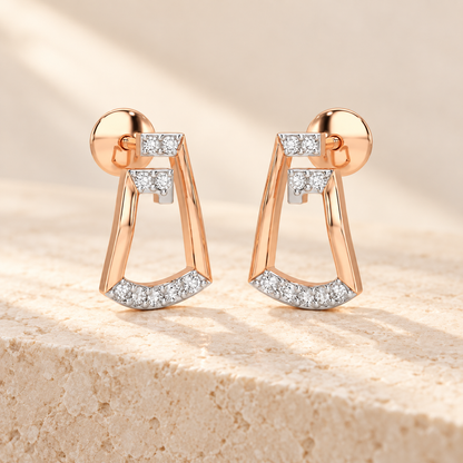Prism Shine Silver Earrings - Rose Gold - Aesthetic
