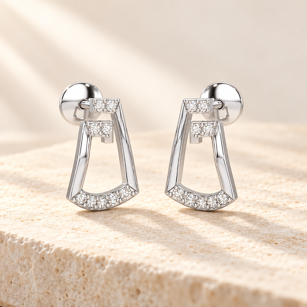 Prism Shine Silver Earrings - White Gold - Aesthetic