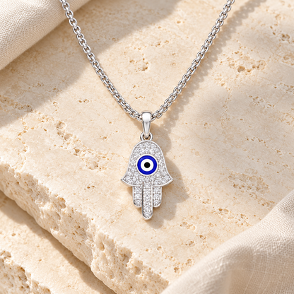 Protective Gaze Silver Pendant - White Gold - Aesthetic