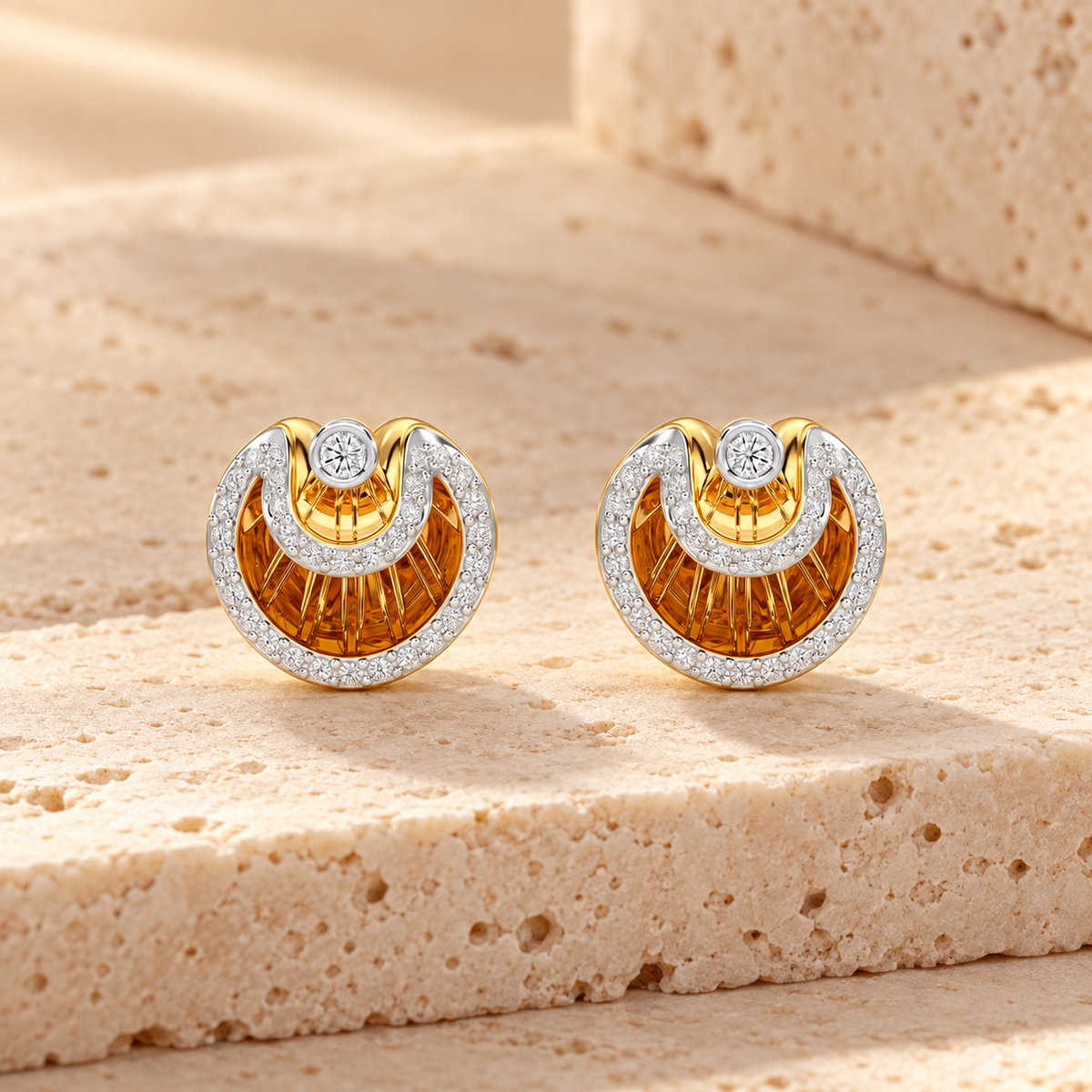 radiant rays silver earrings - Yellow Gold - Aesthetic