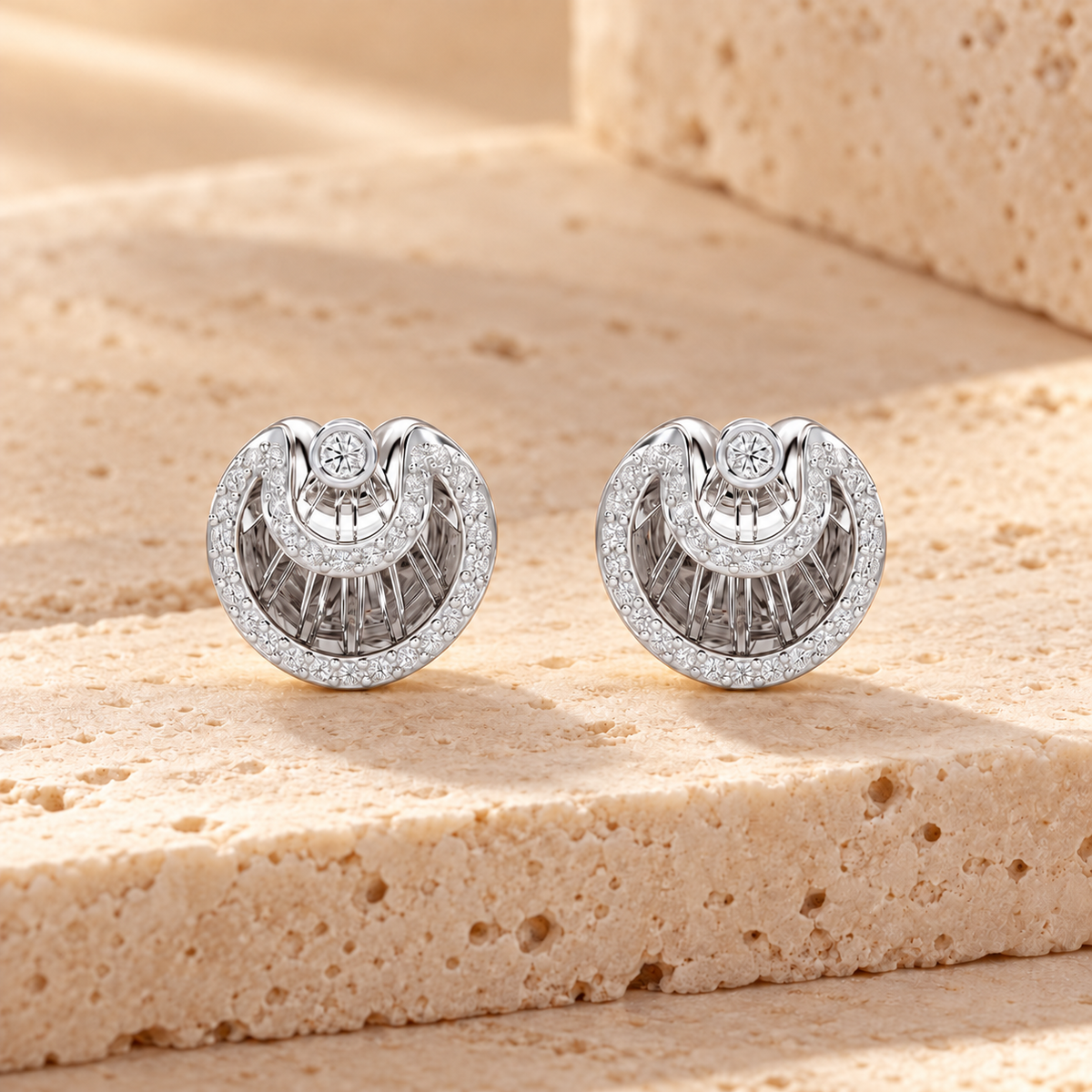 radiant rays silver earrings - White Gold - Aesthetic