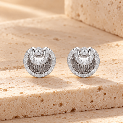 radiant rays silver earrings - White Gold - Aesthetic