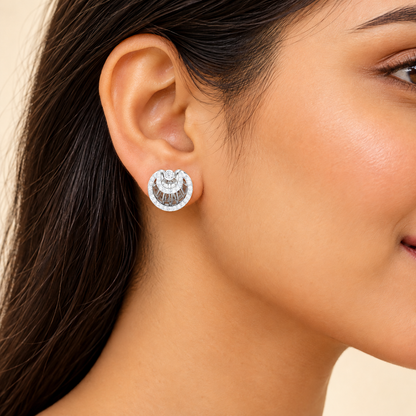 radiant rays silver earrings - White Gold - Model