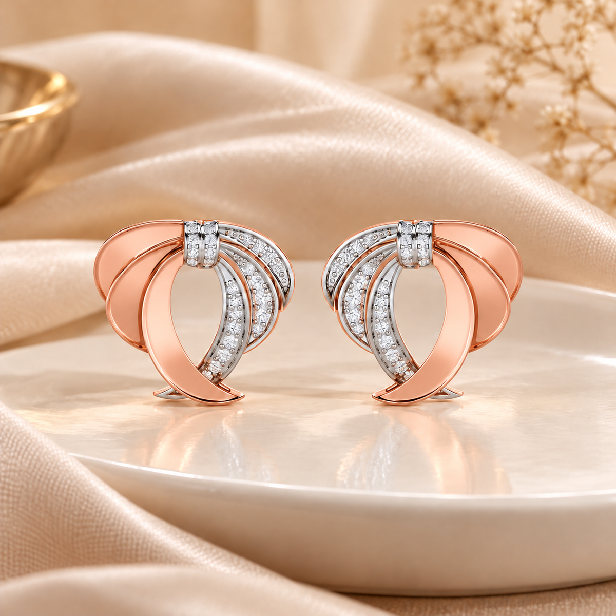 radiant ruffle silver earrings - Rose Gold - Aesthetic