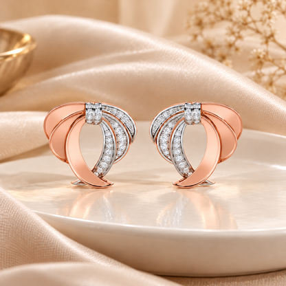 radiant ruffle silver earrings - Rose Gold - Aesthetic