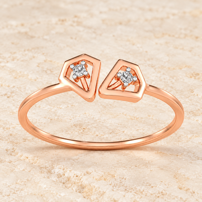 Crystal Silver Ring, rose finish, aesthetic lying view, square