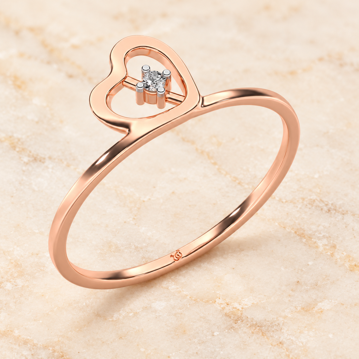 Heart Strand Diamond Ring - Rose Gold - Aesthetic
