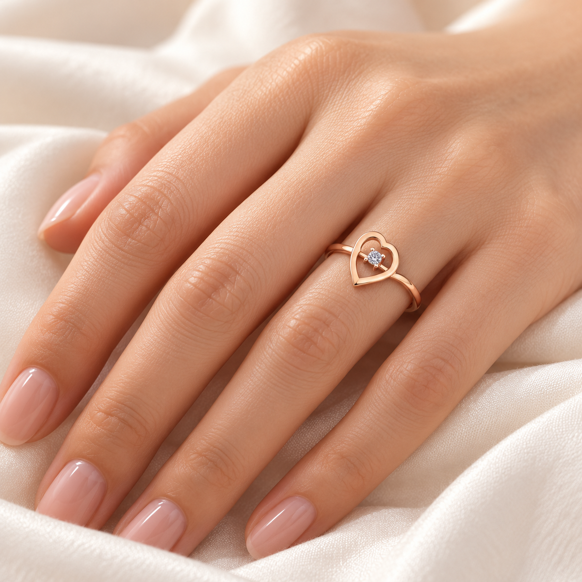Heart Strand Diamond Ring - Rose Gold - Model