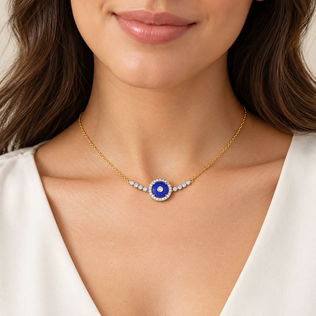 Round Amulet Silver Necklace