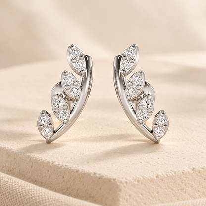 Royal Remembrance Silver Stud Earrings - White Gold - Aesthetic