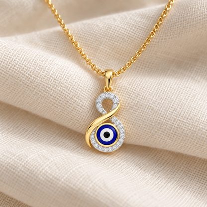 Sacred Gaze Silver Pendant - Yellow Gold - Aesthetic