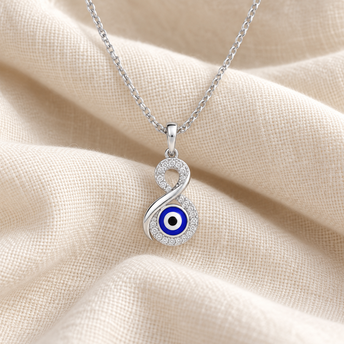 Sacred Gaze Silver Pendant - White Gold - Aesthetic
