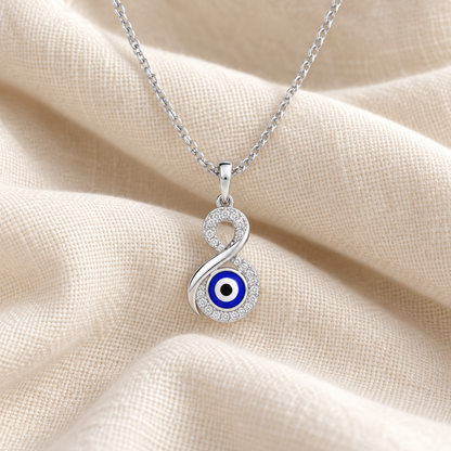 Sacred Gaze Silver Pendant - White Gold - Aesthetic