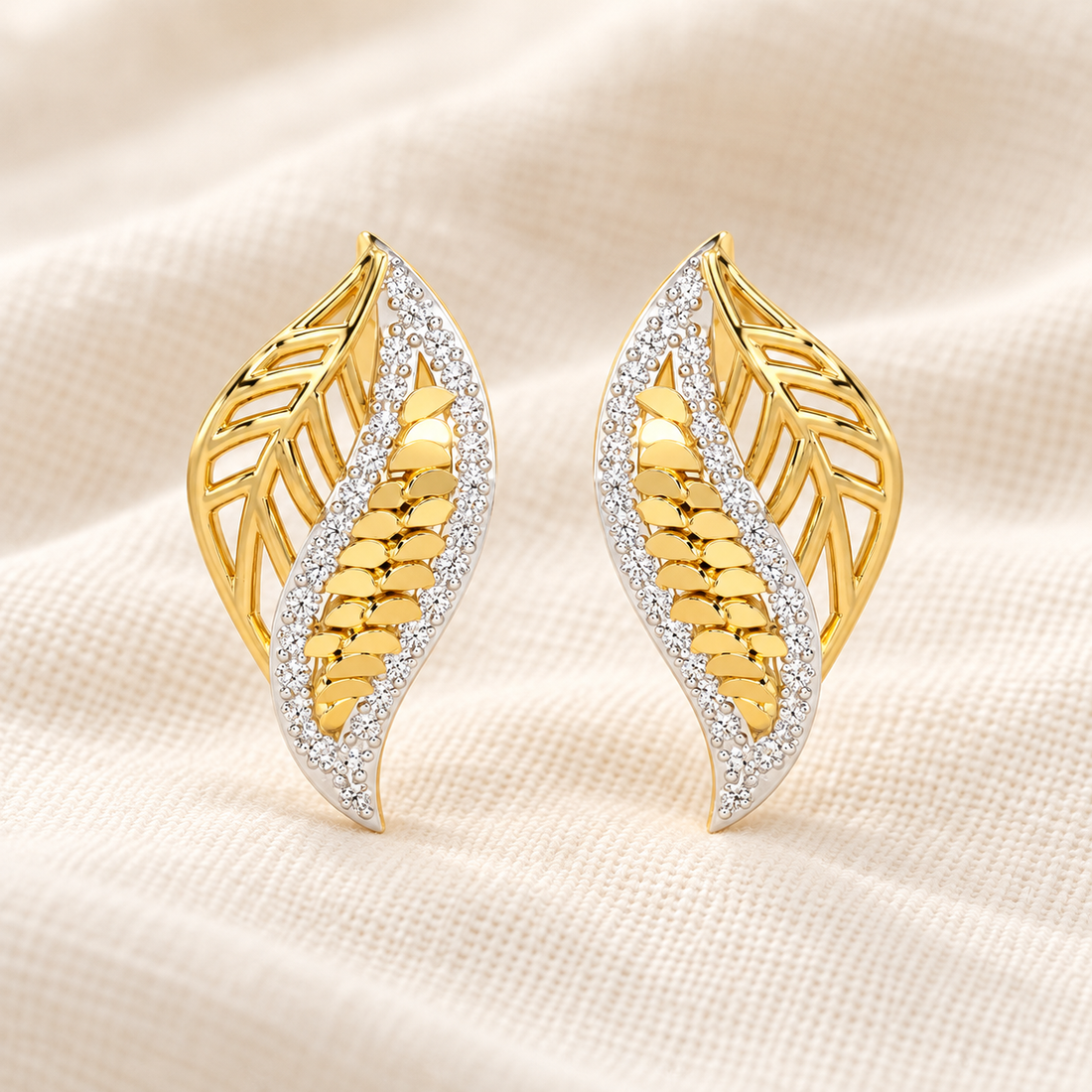 Scaled Leaves Silver Earrings