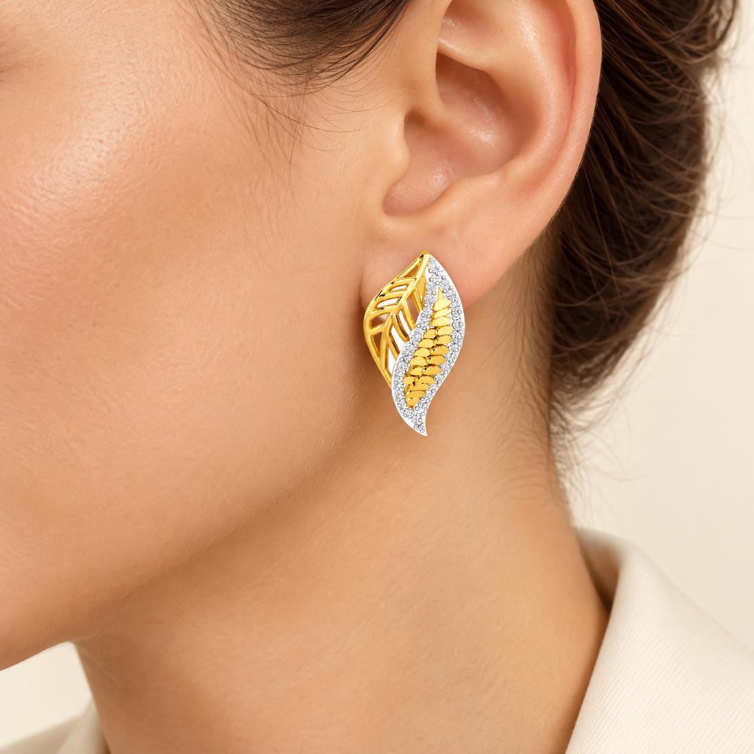 Scaled Leaves Silver Earrings
