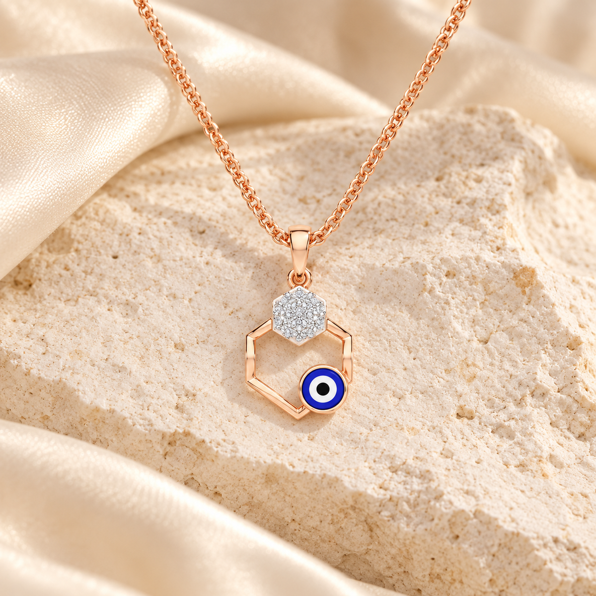 Seeing Shield Silver Pendant - Rose Gold - Aesthetic