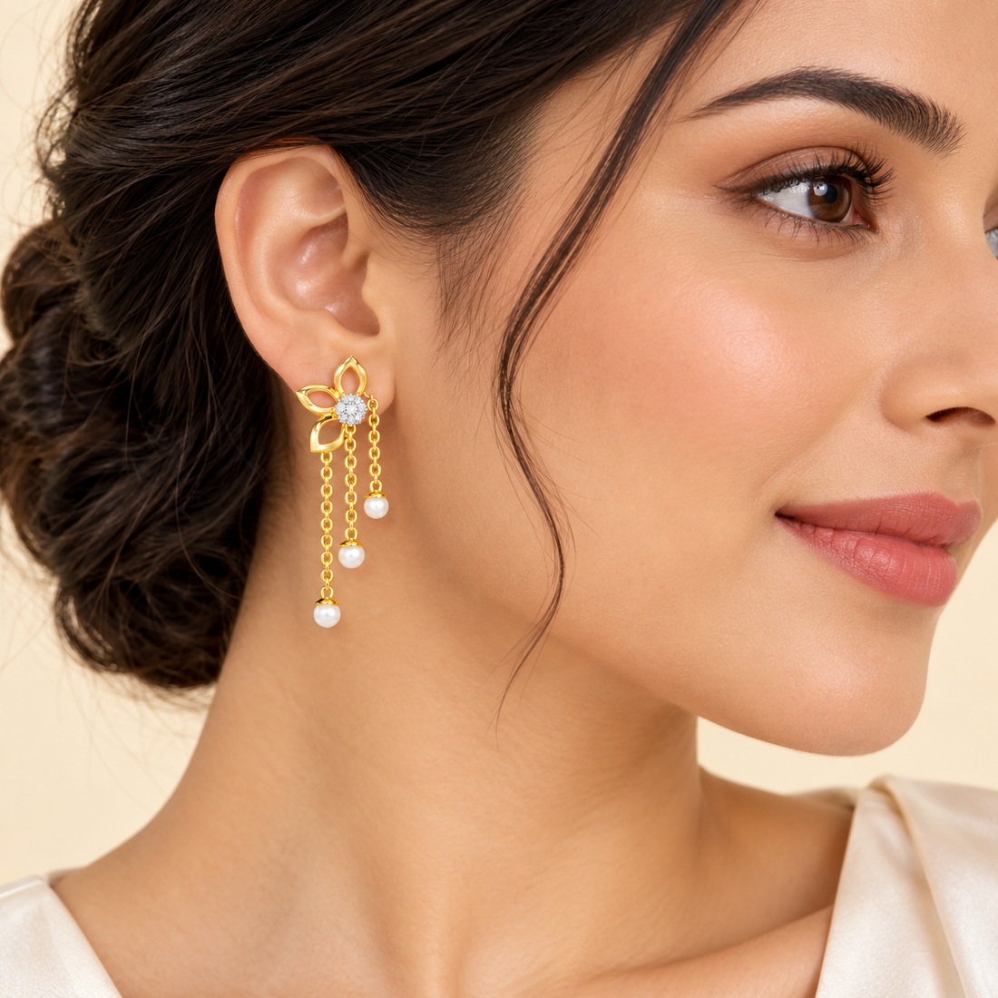 Semi-Bloom Silver Dangler Earrings