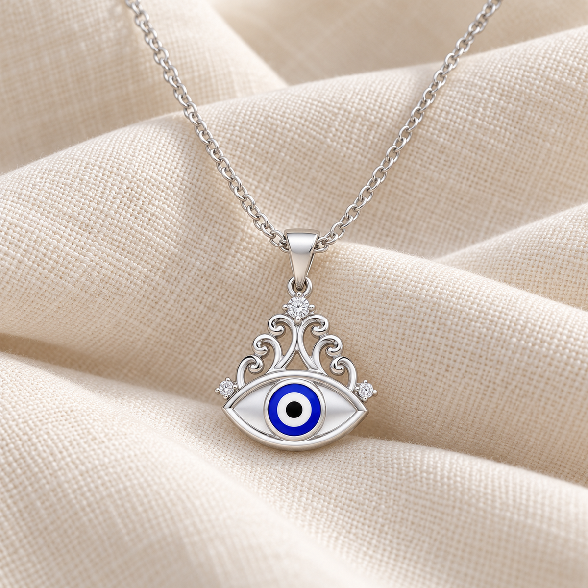 Serenity Shield Silver Pendant - White Gold - Aesthetic