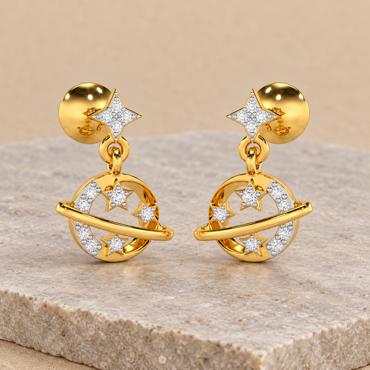 Shimmering Serendipity Silver Stud Earrings - Yellow Gold - Aesthetic