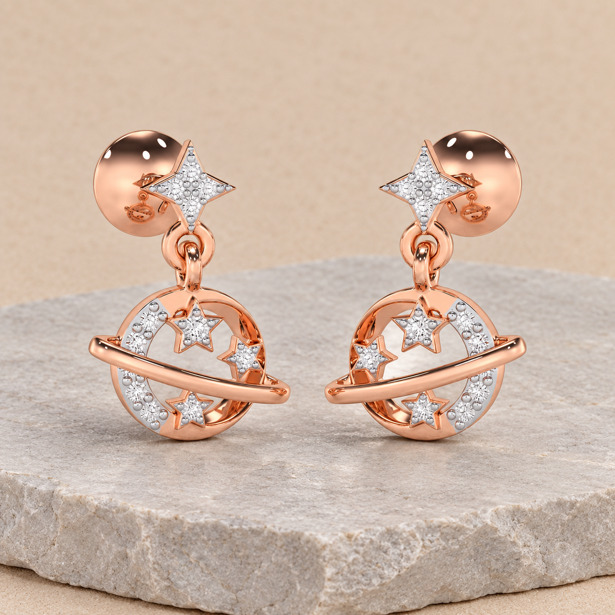 Shimmering Serendipity Silver Stud Earrings - Rose Gold - Aesthetic