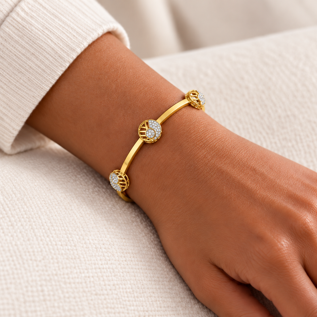 Shimmy Rounds Silver Bangles
