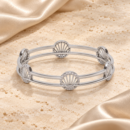 Shine Chase Silver Bangles - White Gold - Square Editorial Aesthetic