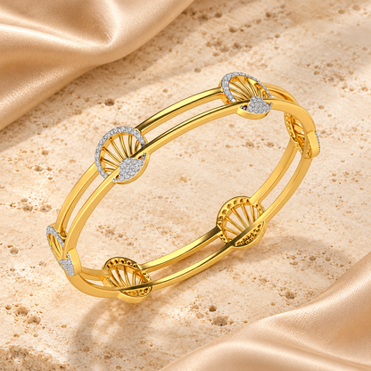 Shine Chase Silver Bangles - Yellow Gold - Square Editorial Aesthetic