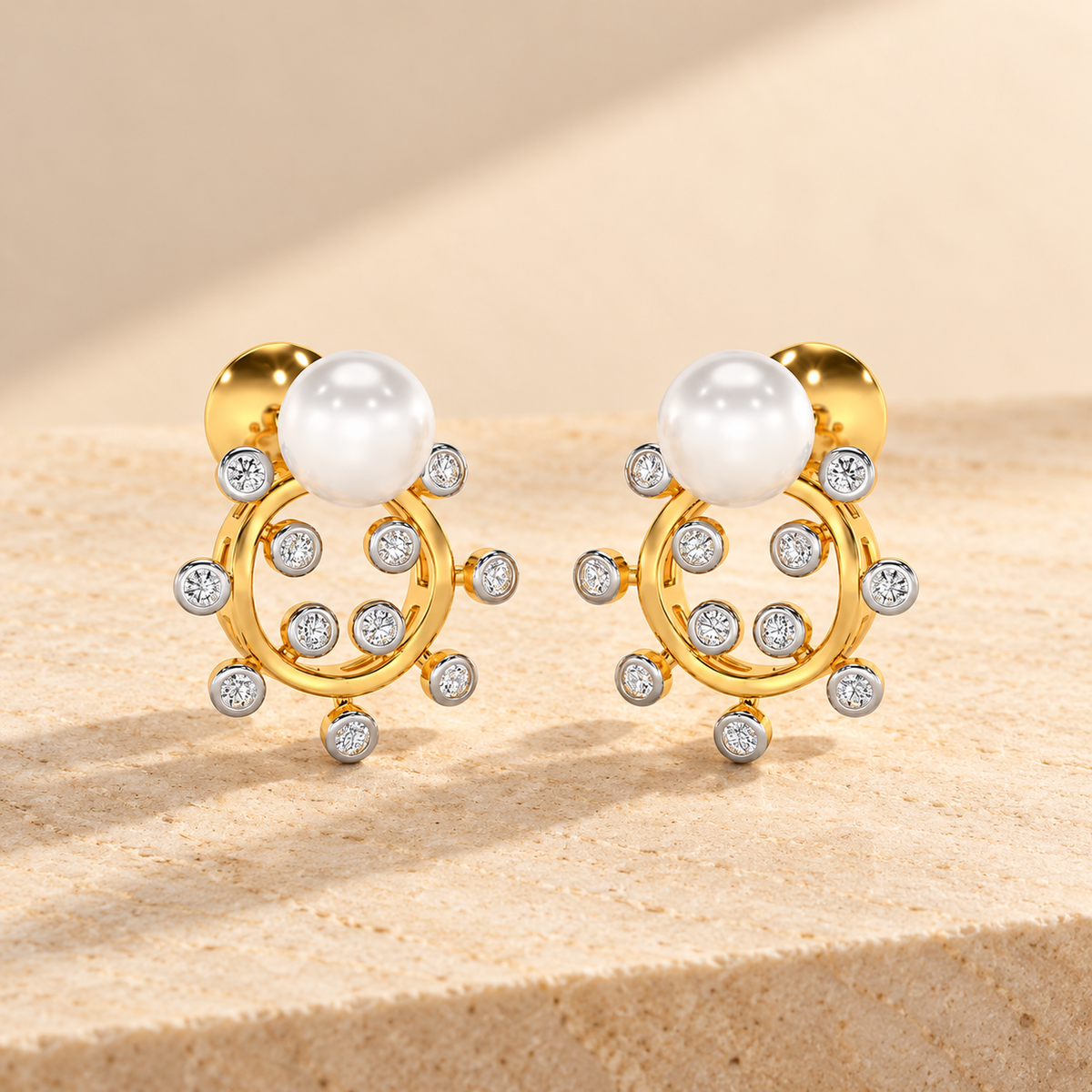 Shinwise Silver Pearl Earrings - Yellow Gold - Aesthetic