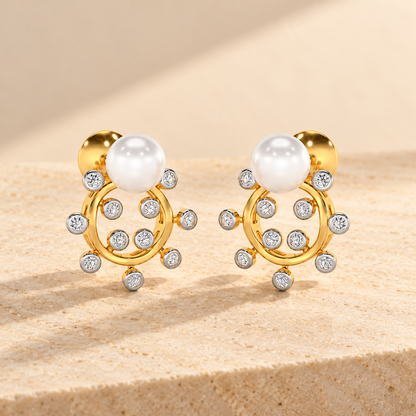 Shinwise Silver Pearl Earrings - Yellow Gold - Aesthetic