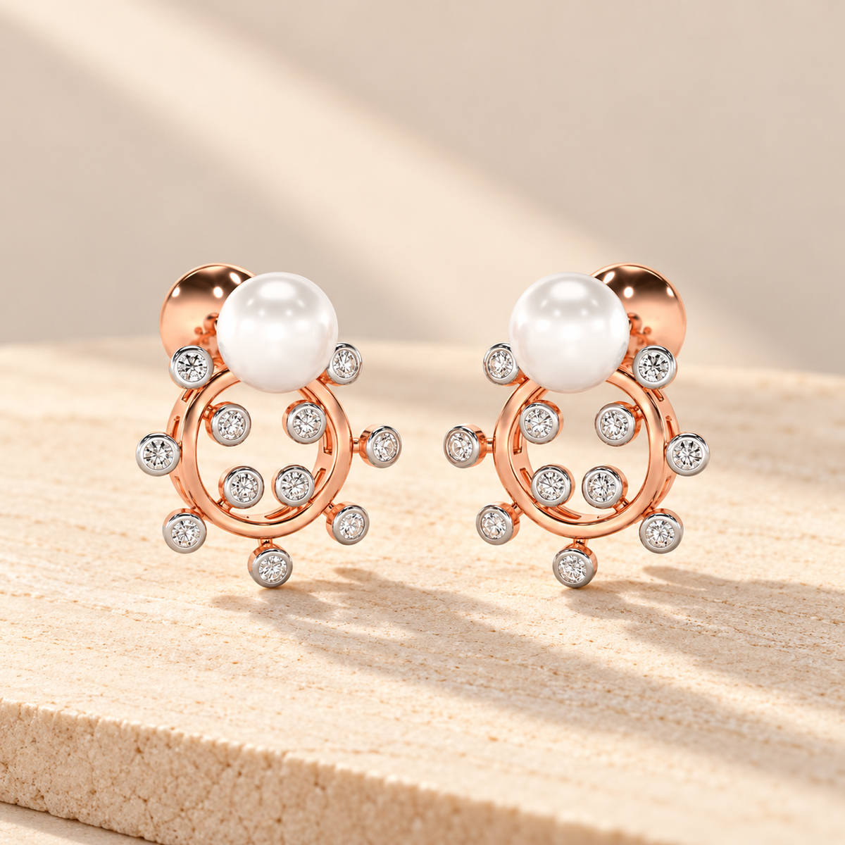 Shinwise Silver Pearl Earrings - Rose Gold - Aesthetic