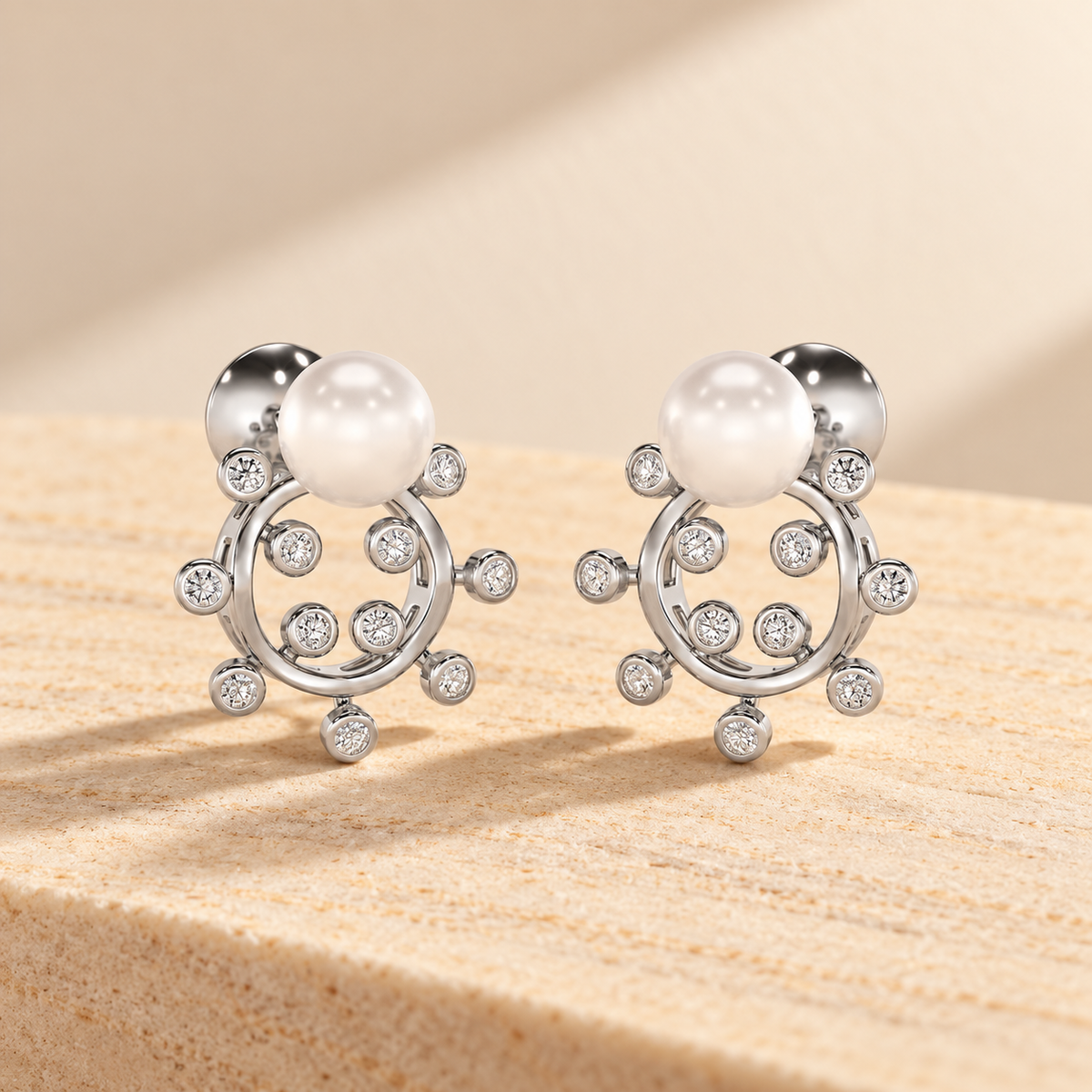 Shinwise Silver Pearl Earrings - White Gold - Aesthetic