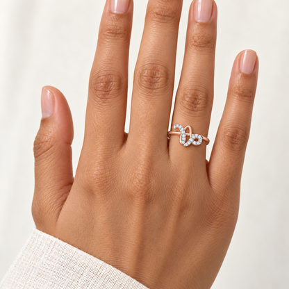 Shiny Capricorn Silver Ring - Rose Gold - Model