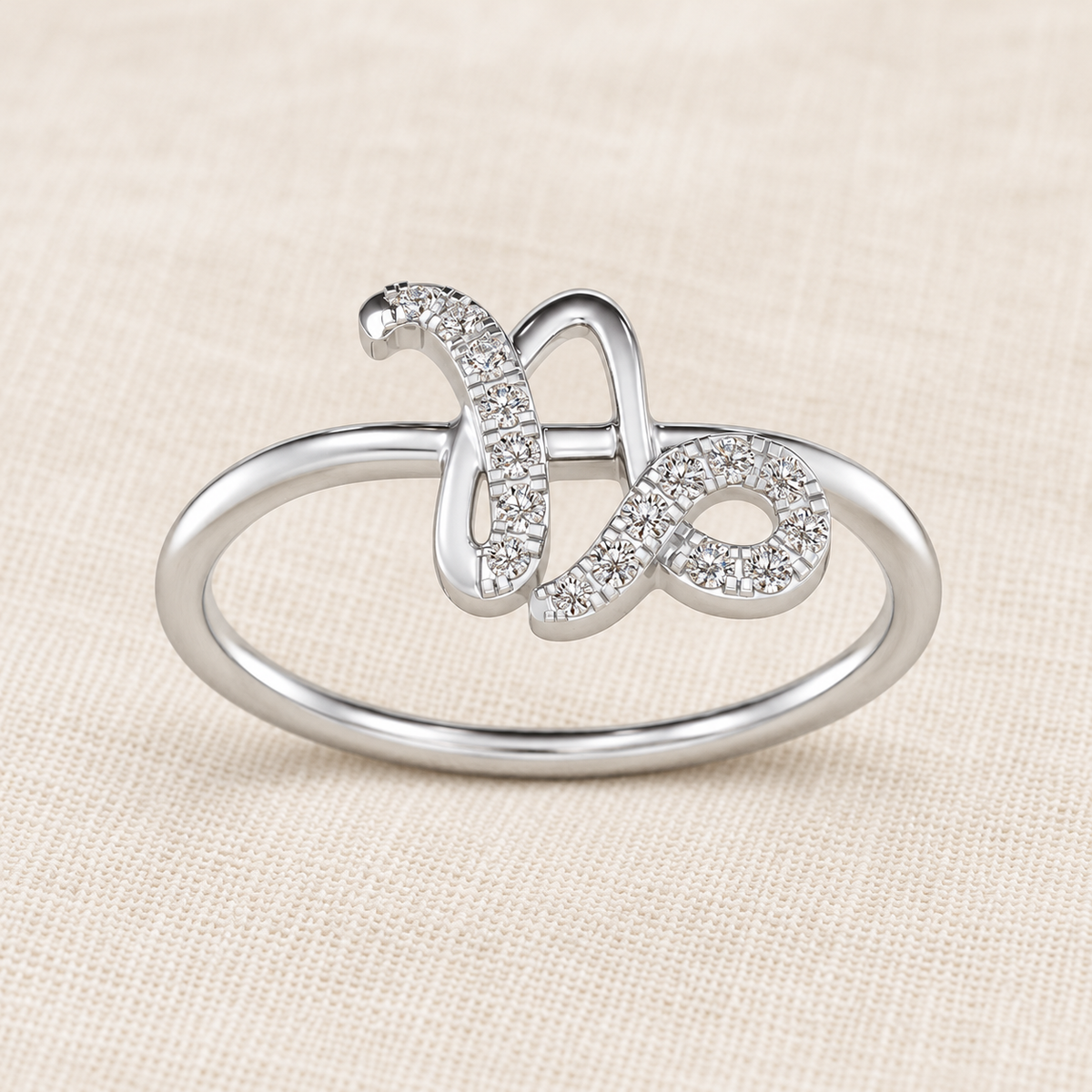Shiny Capricorn Silver Ring - White Gold - Aesthetic