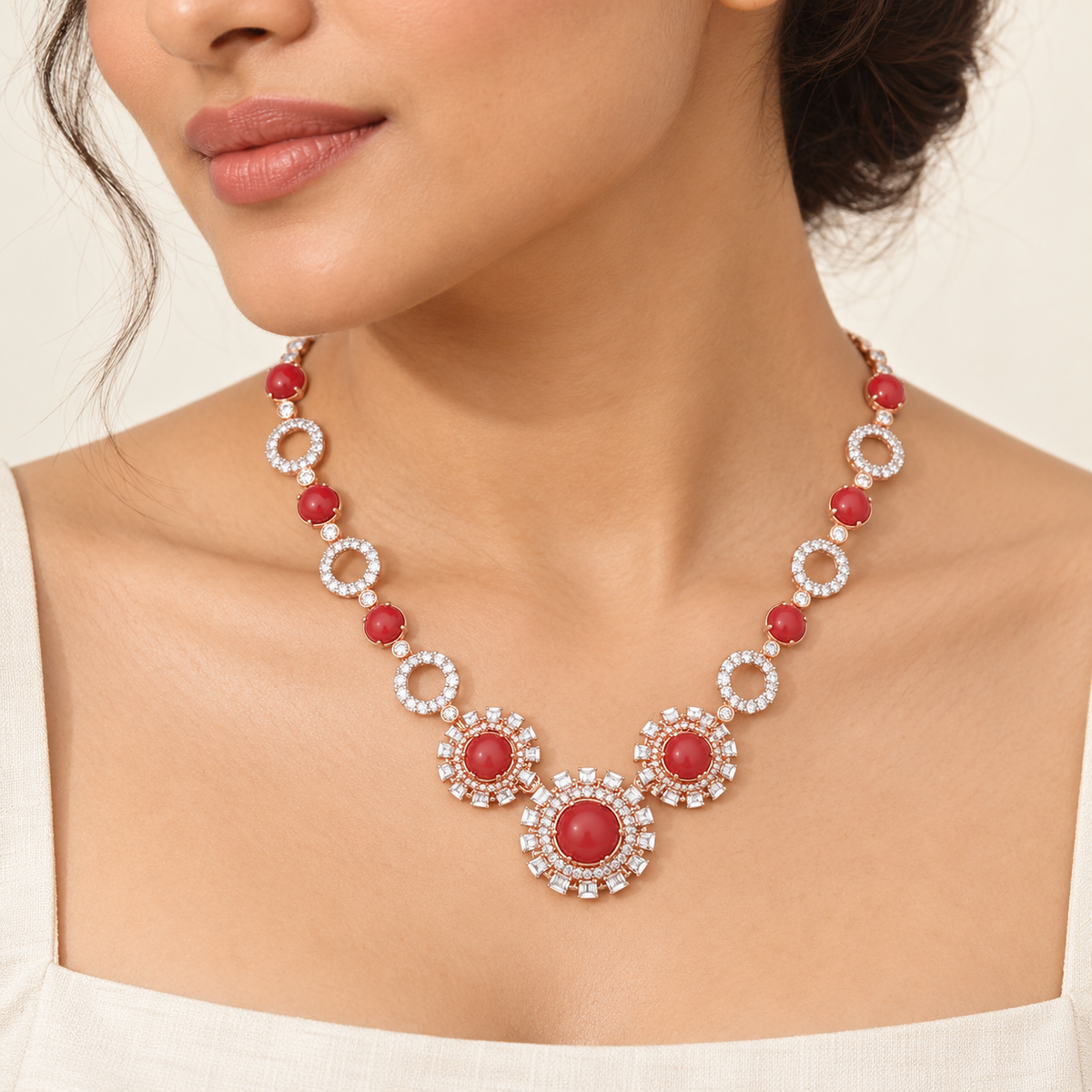 Silver Dream Silver Necklace - Rose Gold - Model