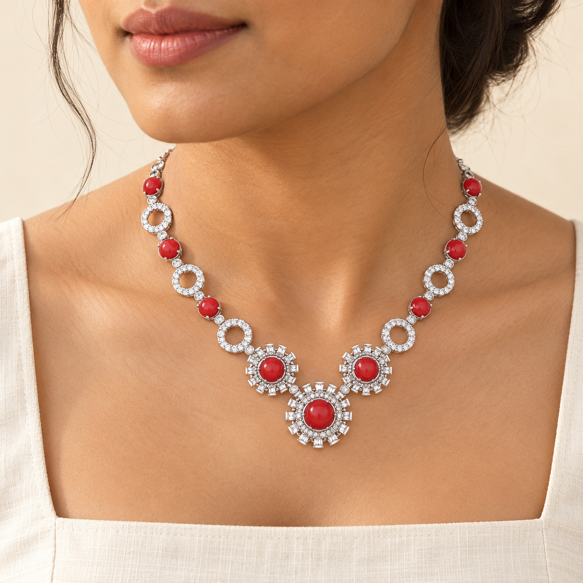 Silver Dream Silver Necklace - White Gold - Model
