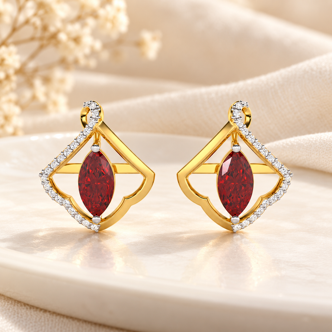 Splendid Sonata Garnet Silver Earrings