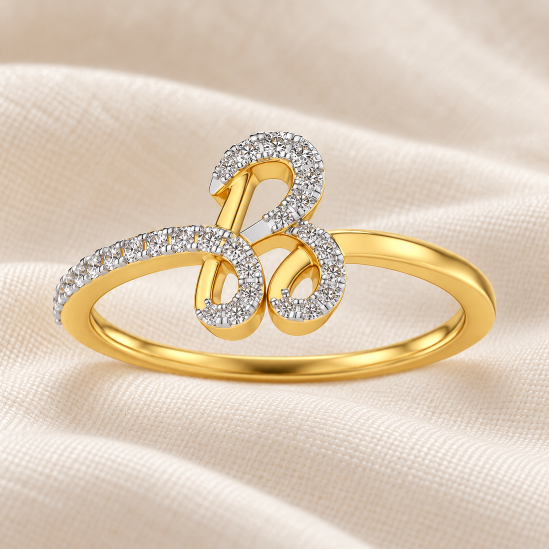 Stylish B Silver Ring