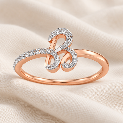 Stylish B Silver Ring - Rose Gold - Aesthetic