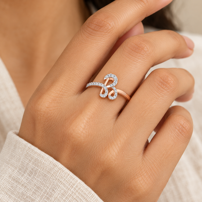 Stylish B Silver Ring - Rose Gold - Model